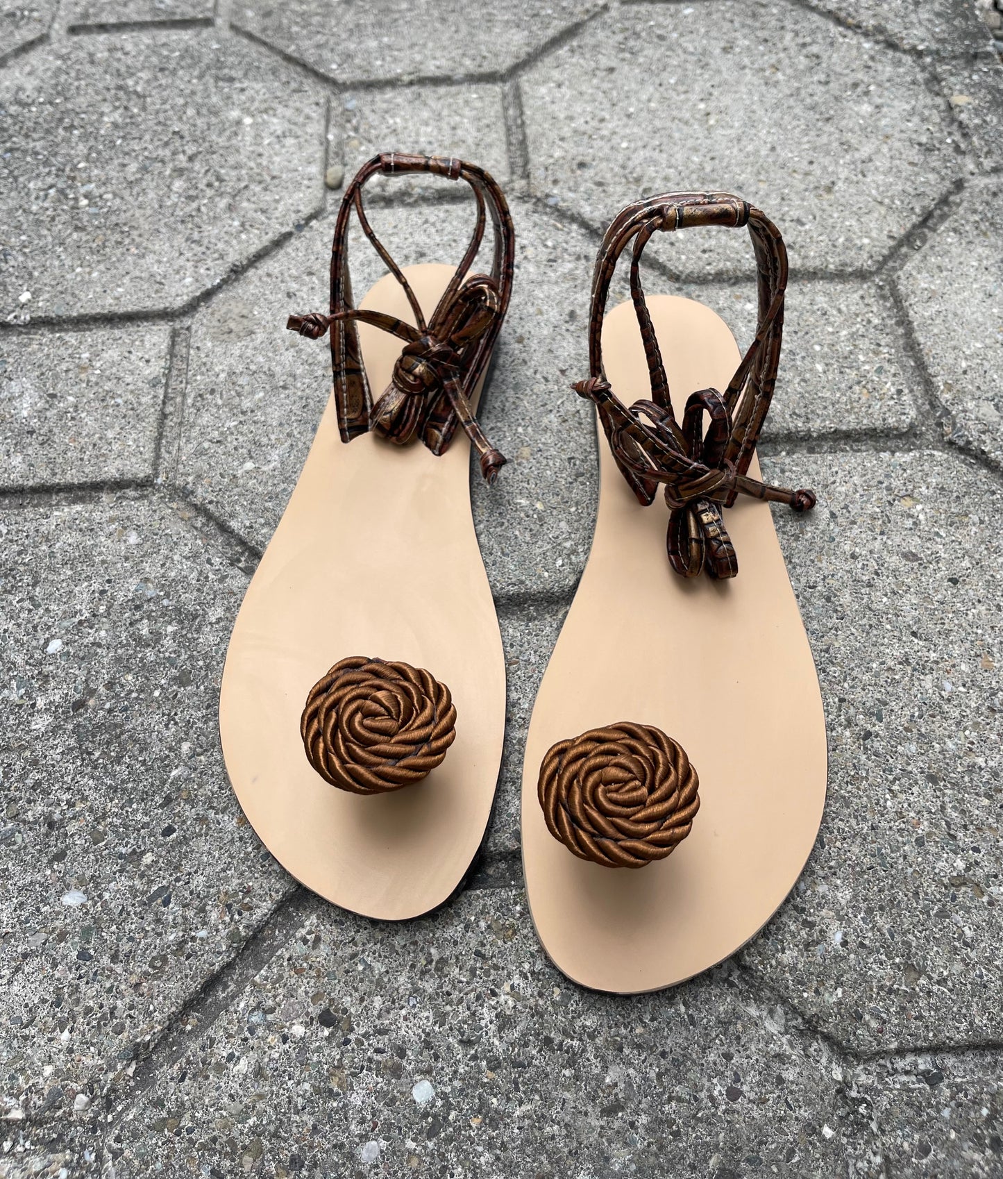 Preorder Brown Snake Skin Print Spiral Rose w String